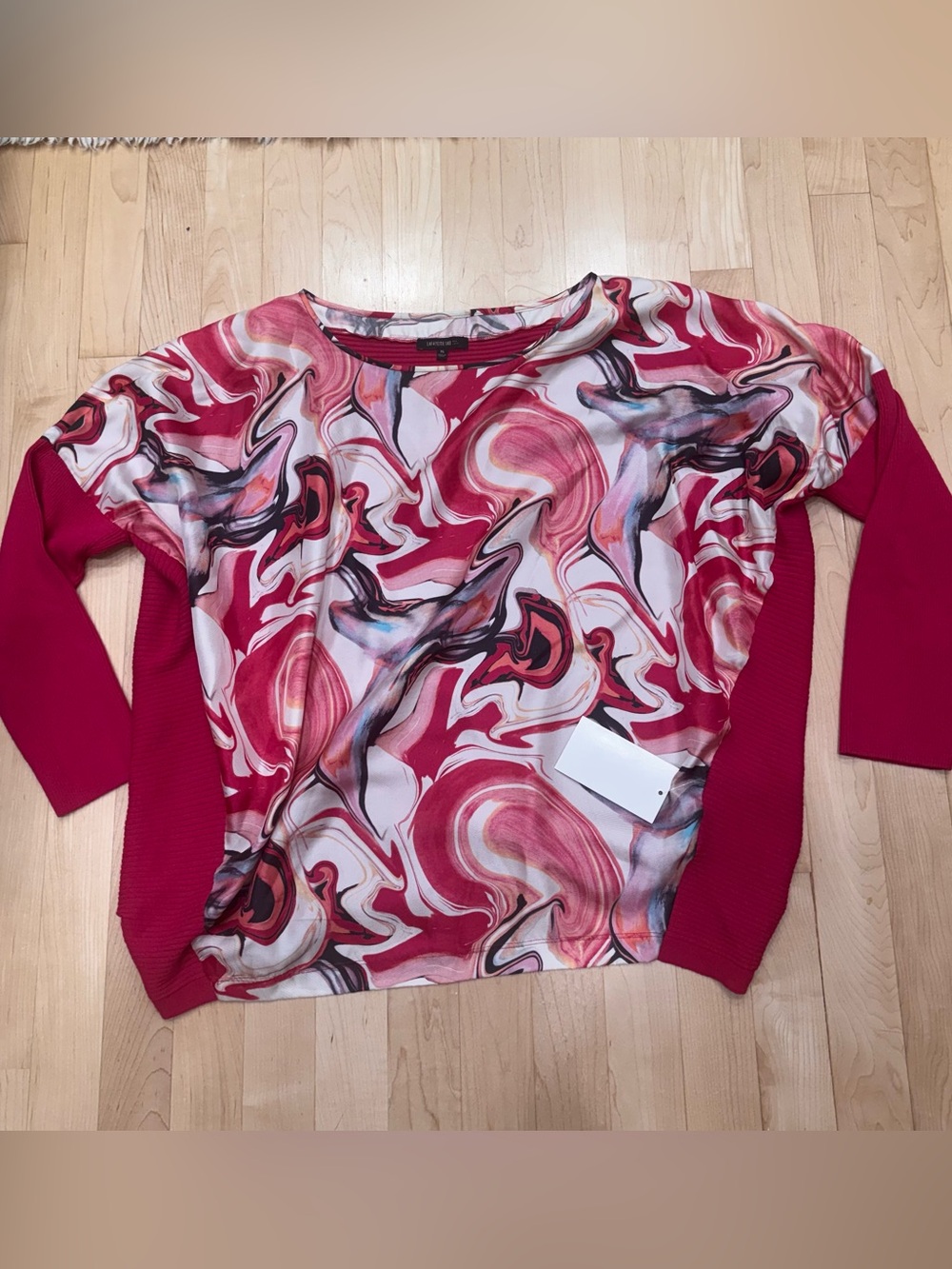 Lafayette 148 New York Pink Swirl Print Long Sleeve Top
